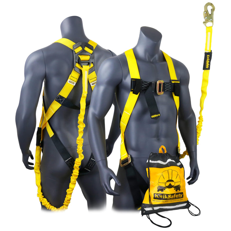 KwikSafety - Charlotte, NC - SCORPION Fall Protection Safety Harness [w/Attached 6 ft Lanyard] Construction ANSI Tested OSHA Standard 2.) Standard Safety Harness
