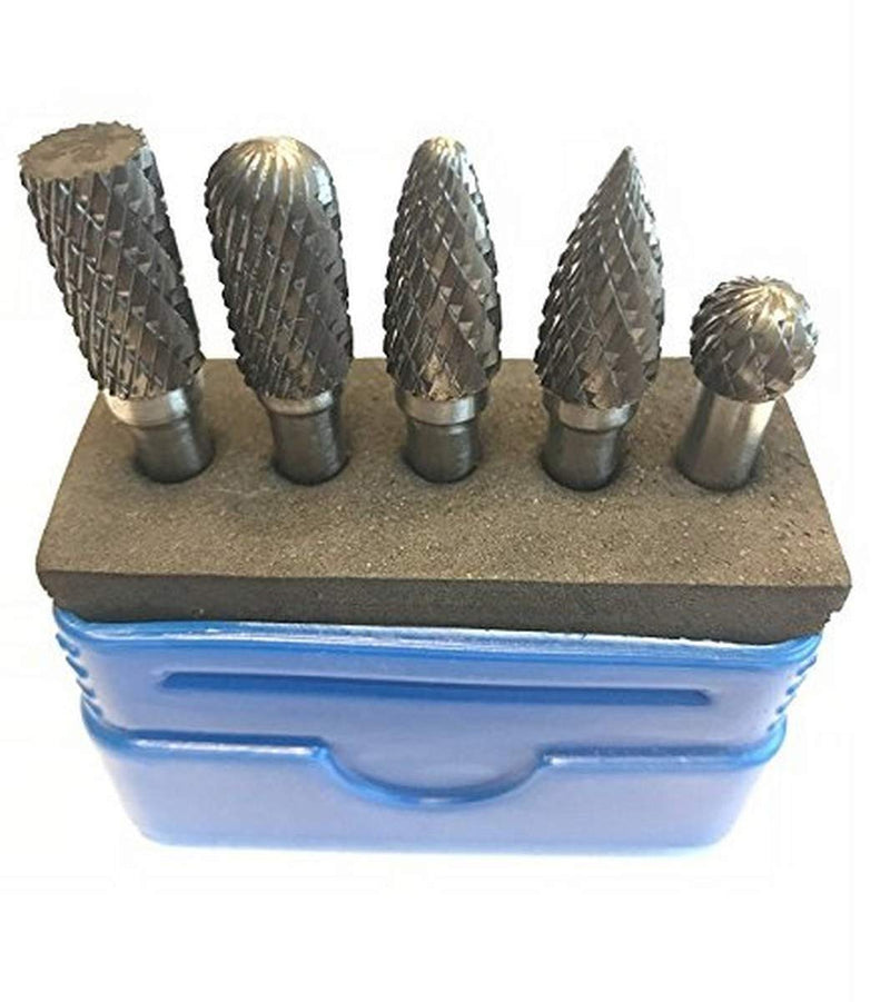HHIP 3000-0005 5 Piece Double Cut Carbide Burr Set, 1/4" Shank
