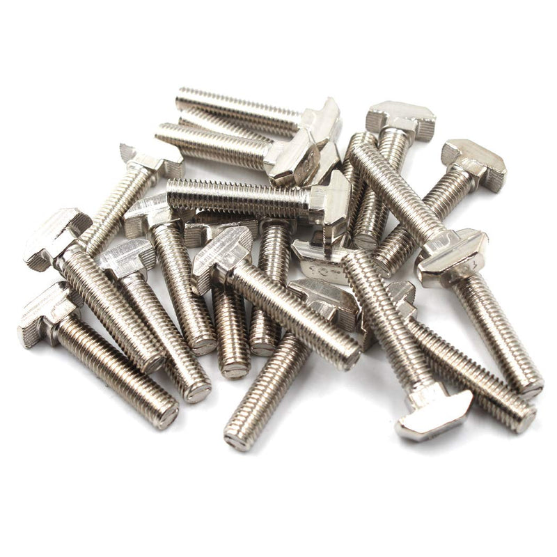 T Bolt Set Screw Bolt Fastener Tool for T-Slotted Aluminum Extrusion Nickel Plated Carbon Steel 45 Series M8X25mm 20PCS