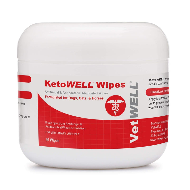 KetoWELL Chlorhexidine Wipes with Ketoconazole for Dogs & Cats Medicated Pet Wipes for Hot Spots, Infections, Acne & Pyoderma - 50 Count - PawsPlanet Australia