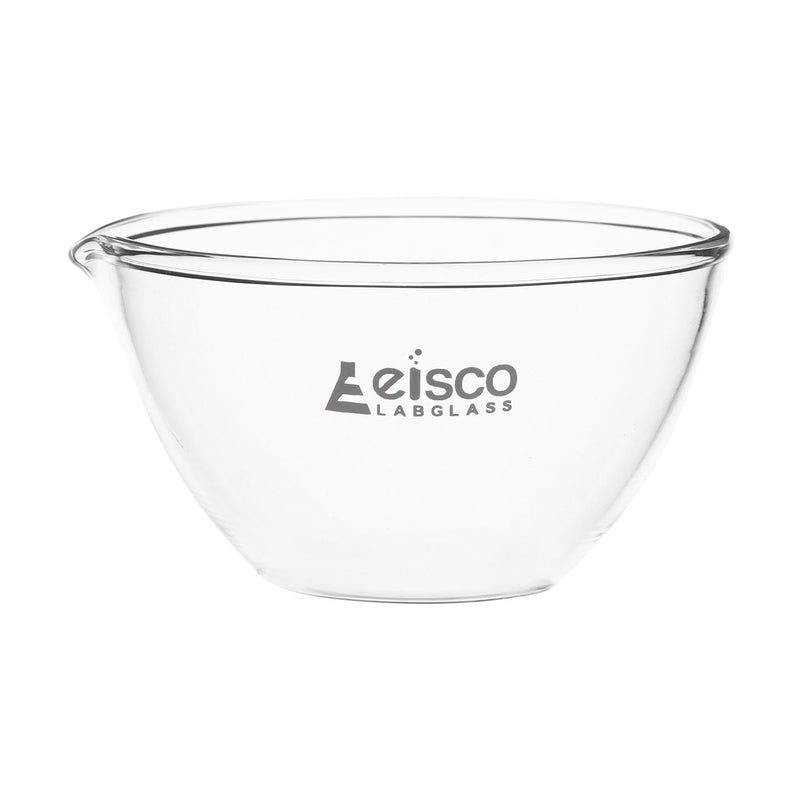 EISCO Evaporating Basin - 3" (76mm) Dia. Borosilicate Glass, Flat Bottom with Spout
