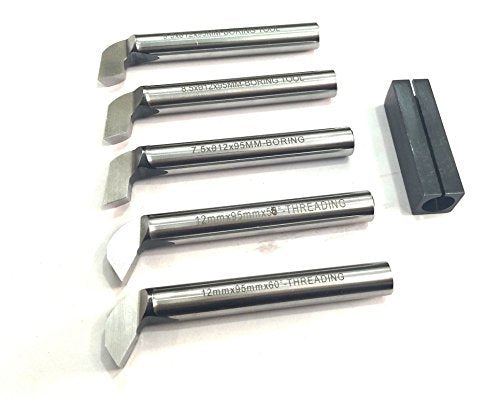 HSS THREADING & BORING TOOL SET WITH HOLDER FOR LATHE MACHINE ((12 MM SHANK)) (12 MM SHANK)