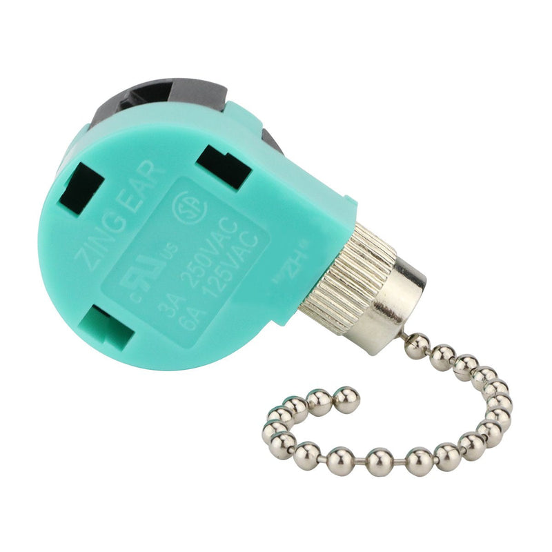 Ceiling Fan Switch 3 Speed 4 Wire Zing Ear ZE 268S6 Pull Chain Switch Control Replacement 3 Speed Control Switch Ceiling Fans, Wall Lamps, Cabinet Light ZE-268S6 Nickle 1Pack
