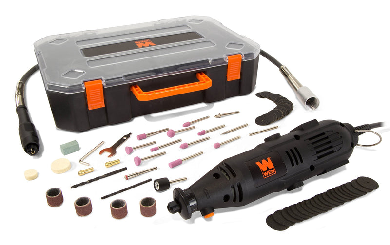 WEN 23103 1-Amp Variable Speed Rotary Tool with 100+ Accessories, Carrying Case and Flex Shaft With Case and Flex Shaft