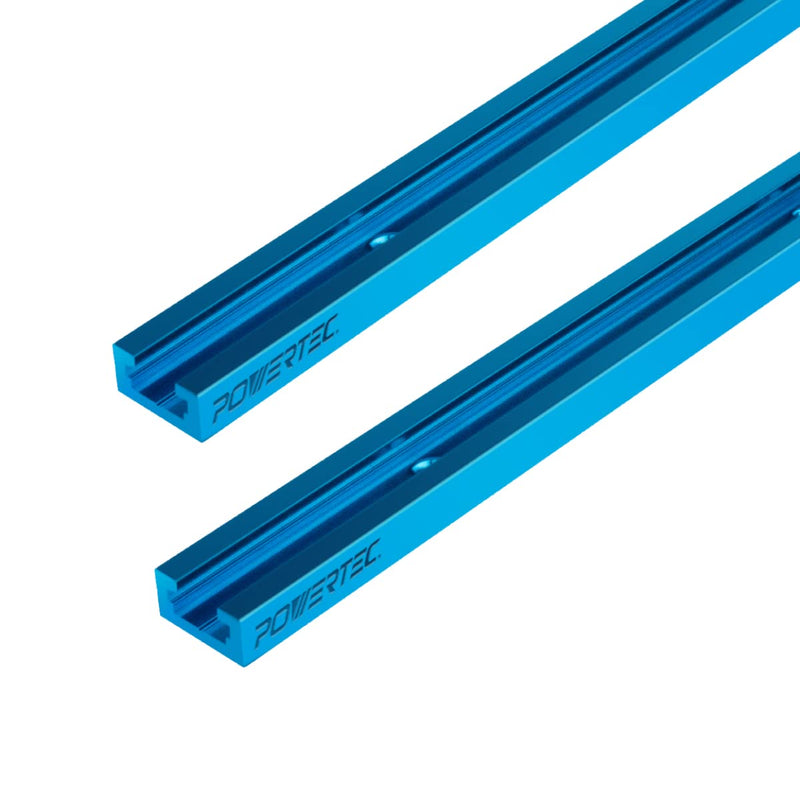 POWERTEC 71158 48 Inch Double-Cut Profile Universal T-Track with Predrilled Mounting Holes, T Track for Woodworking Jigs and Fixtures, Drill Press Table, Router Table, Workbench, 2 Count, Pack of 1 48" T track, 2PK