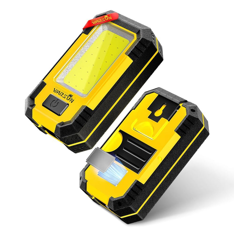 WARSUN Rechargeable Work Light LED Magnetic Mechanic Light Portable Worklight for Camping Car Repairing 1200 High Lumens Bright Yellow