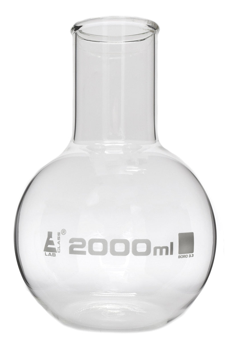 EISCO Boiling Flask, 2000ml - Borosilicate Glass - Flat Bottom, Wide Neck
