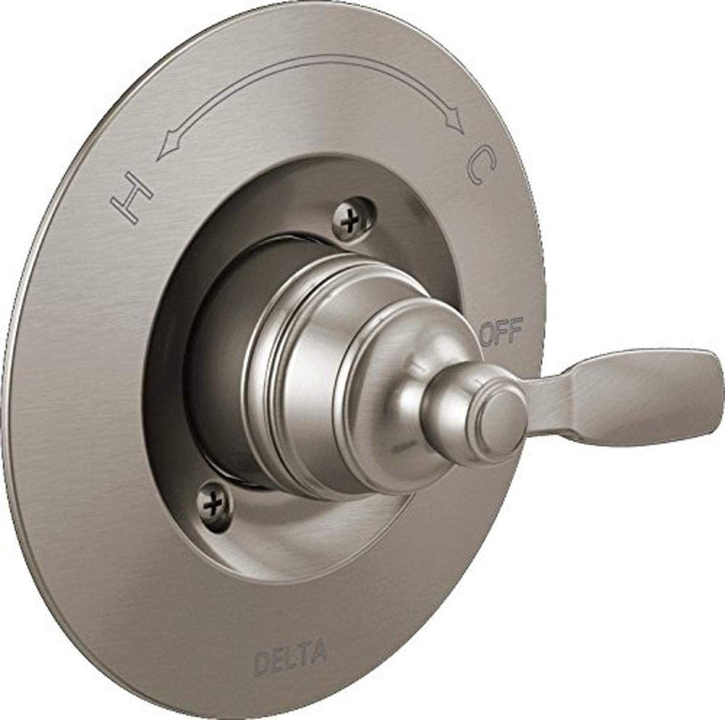 Delta Woodhurst 14 Series Single-Function Valve Trim Kit, Brushed Nickel Handle Set for Shower Faucet System, Stainless T14032-SS (Valve Not Included) Without Rough