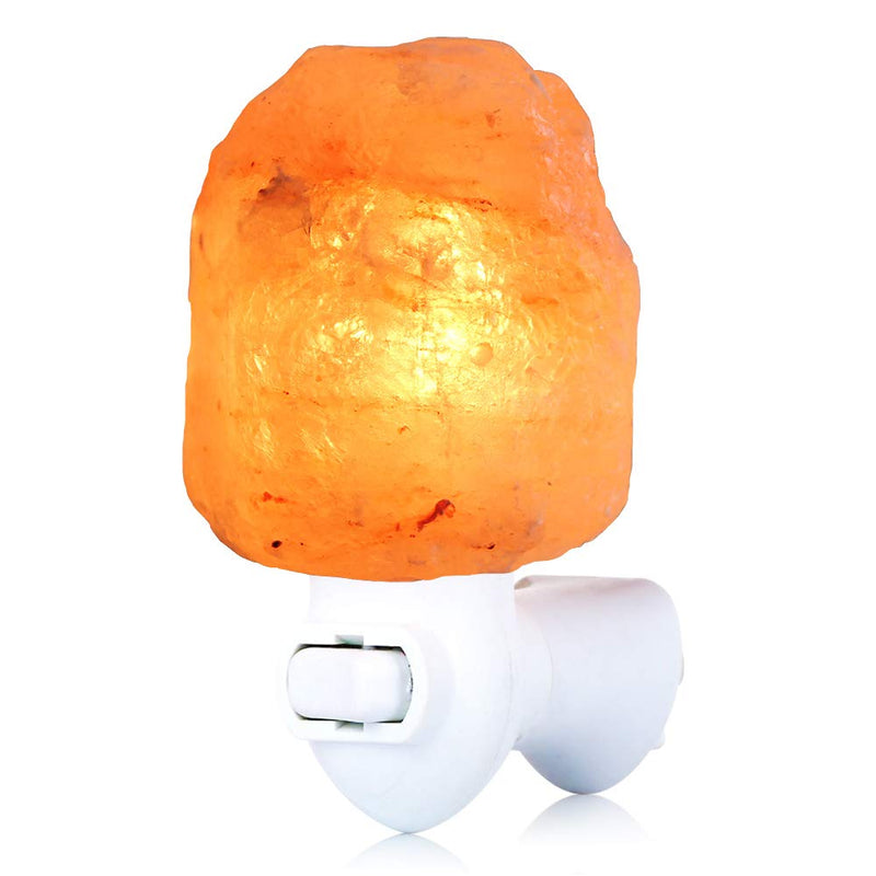 Himalayan Salt Lamp Night Light Plug in, Certificated 360 Degree Rotatable Wall Plug with Extra 2 Replacement Bulbs Bathroom Bedroom Night Light, Pink Crystal Rock Salt Hand Crafted Natural-1 pack