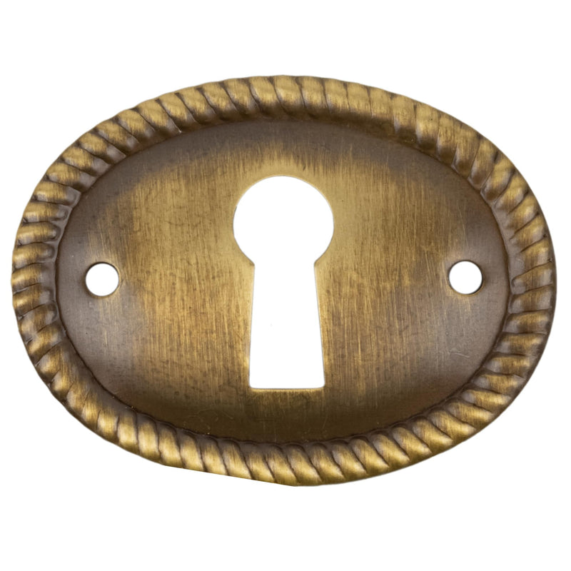 Oval Antique Brass Decorative Keyhole Cover | 1-1/8" H x 1-1/2" W | Keyhole Escutcheon Plate for Cabinet Door, Dresser Drawers, Desk | Antique, Modern Furniture Hardware | UA-249-AB