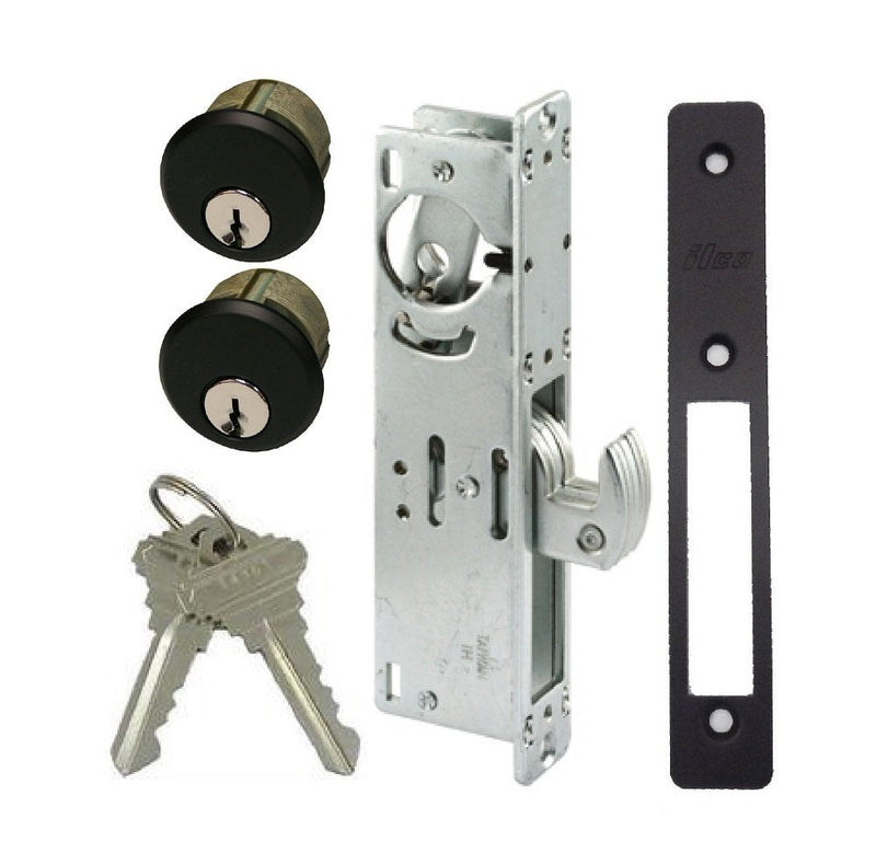 Pacific Doorware Keyed Hooklatch Dedbolt Set (Double Cylinder, Duronotic Bronze, 1-1/8" Backset) Double Cylinder