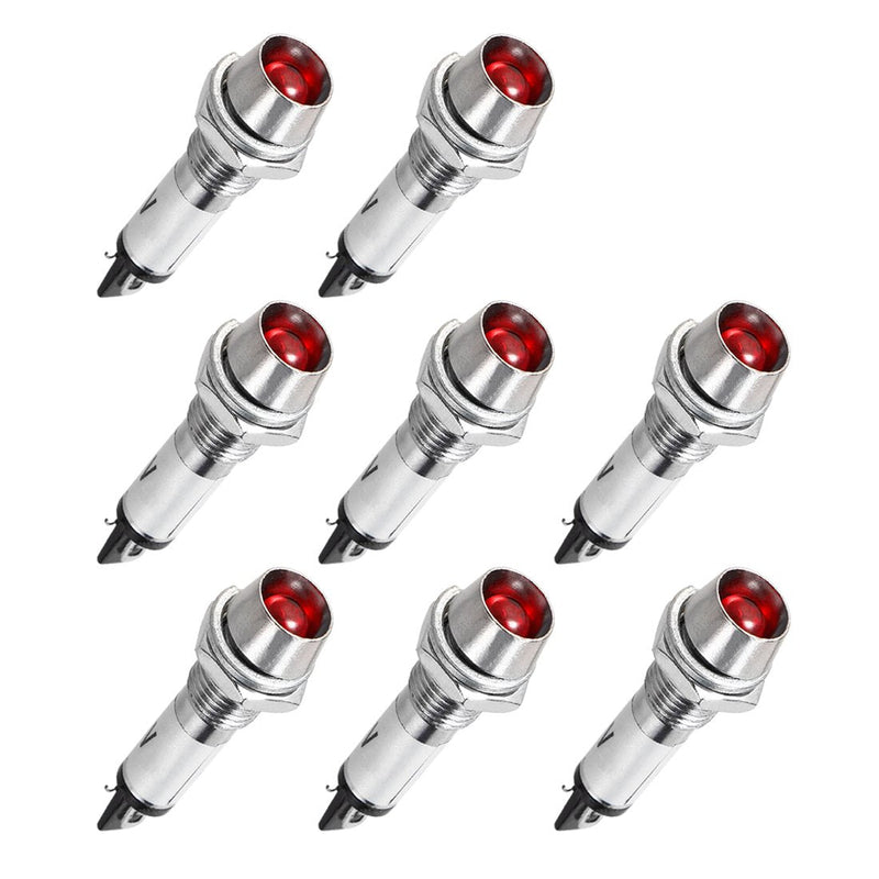 uxcell Indicator Light DC 24V, Red, Metal Shell Panel Mount 5/16" 8mm 8Pcs