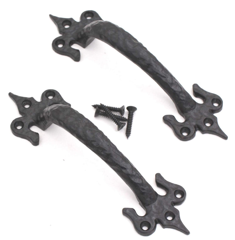 The Metal Magician 7 Inch Barn Door Handles, Pack of 2, Garage Door Handles Decorative, Hardware Rustic FDL Design Black Cast Iron Handle, Fence Gate, Metal Gate Outdoor, Outdoor Kitchen Cabinets