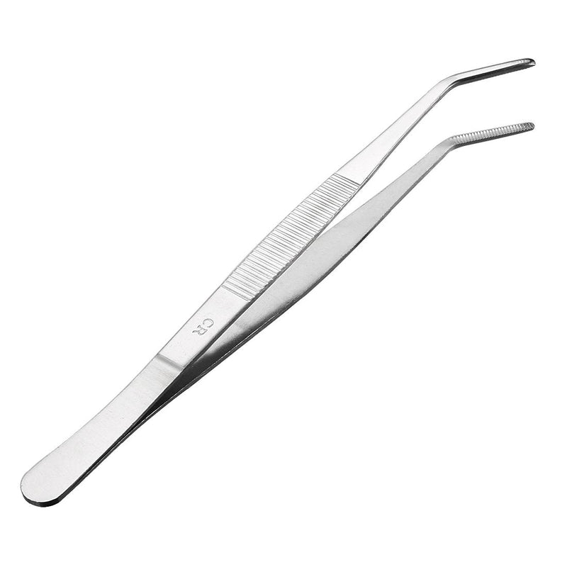 uxcell 8-Inch Stainless Steel Tweezers with Curved Serrated Tip Daily Garden Tool 8 Inch, Curved Tip