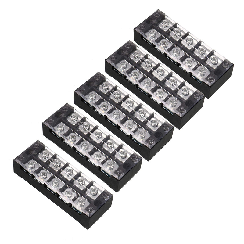 uxcell 5 Pcs 5 Positions Dual Rows 600V 45A Wire Barrier Block Terminal Strip TB-4505L
