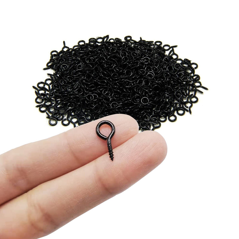 Eye Screw Pins for Jewelry Making Findings Mini Metal Eye Hooks 200 Pieces Zinc Plated (Black) Self Tapping Eyelets O Ring Hanging DIY Projects Crafts Arts Wine Cork Charm Bead 14mm x 7mm 0#(200PCS) Black