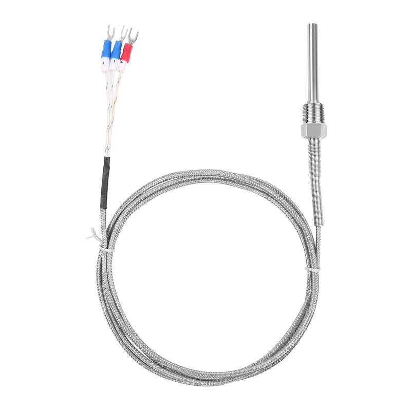 Waterproof RTD PT100 Temperature Sensor - Jaybva Stainless Steel 3 Wire Thermistor Probe for PID Temperature Controller NPT 1/4" Inch Pipe Thread with Insulation Lead Shield Wire -50~500℃ with 2m Wire 1/4"pt100
