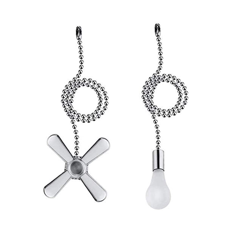Ceiling Fan Pull Chain, 2pcs 3mm Diameter Beaded Ball , 13.6 Inches Fan Pulls Set with Connector（Nickel ） Nickel short