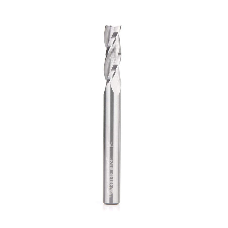 Amana Tool 46149 CNC Solid Carbide Spiral Plunge 1/4 D x 3/4 CH x 1/4 SHK x 2-1/2 Inch Long Up-Cut 3-Flute Router Bit