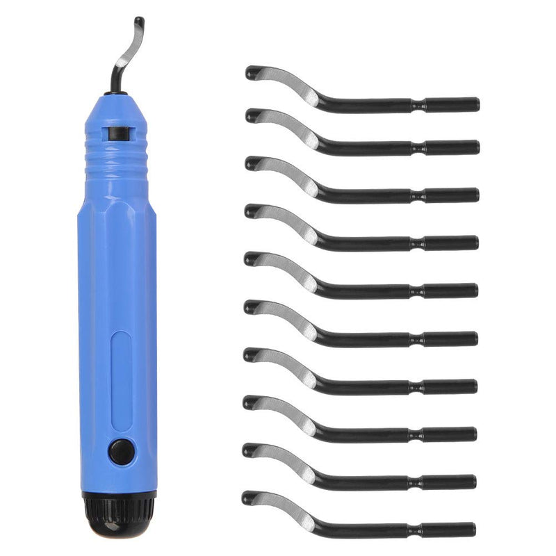 Metal Deburring Tool Kit Deburring Cutters Set, Anti-Slip Handle with 10pcs High-Speed Steel Rotary Deburr Blades Set, Great Burr Remover Hand Tool for Wood, Plastic, Aluminum, Copper and Steel Anti-Slip Handle with10pcs BS1010 Deburring Blades