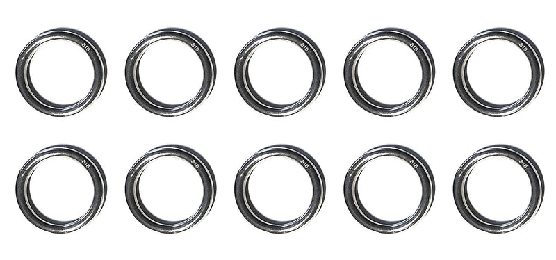 US STAINLESS 10 Pieces Stainless Steel 316 Round Ring Welded 3/16" x 1" (5mm x 25mm ID) Marine Grade
