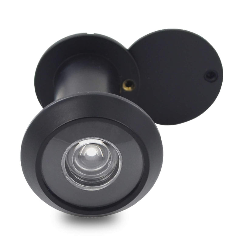 Door Viewer Peephole, Solid Brass 200-degree Door Viewer with Heavy Duty Rotating Privacy Cover for 1-3/8" to 2-1/6" Doors for Home Office Hotel (Black) Black