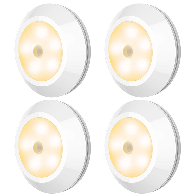 HONWELL Motion Sensor Light, Wireless Battery Powered Warm White Motion Sensor Lights, Stick Closet Lights, Safe LED Stair Lights, Wall Lights for Hallway, Motion Activated Step Lights (4Pack)
