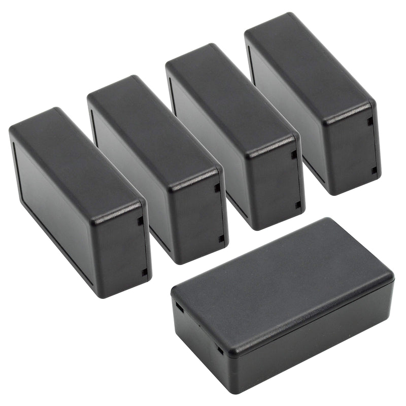 LeMotech Project Box, 5 Pieces ABS Electrical Box Small Junction Box for Electronics PCB Case,Electronic Hobby Box Black, Outside Size 2.8 x 1.7 x 0.9 inch (72x 42x 23 mm) 2.8" x 1.7" x 0.9"(5pc)