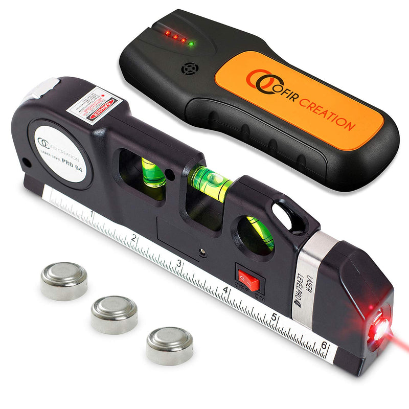 Stud Finder & Multifunction Device (Laser Level line, Leveler, Metric Ruler) - Stud Finder Wall Scanner With Laser Level Can Be Used as Pictures Hanging Tool and Ruler With Stud Finder
