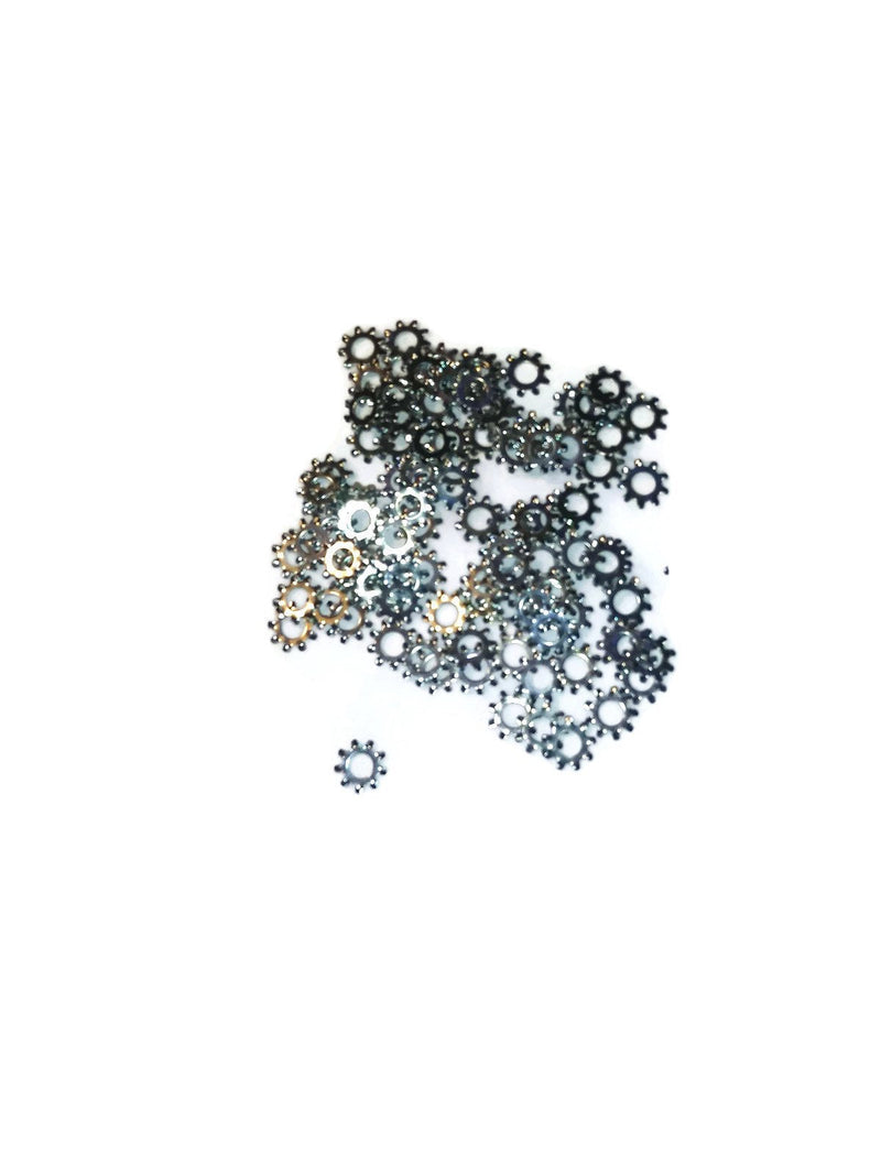 Number 8 External Tooth Lock Washer Zinc Plated 100 Pack