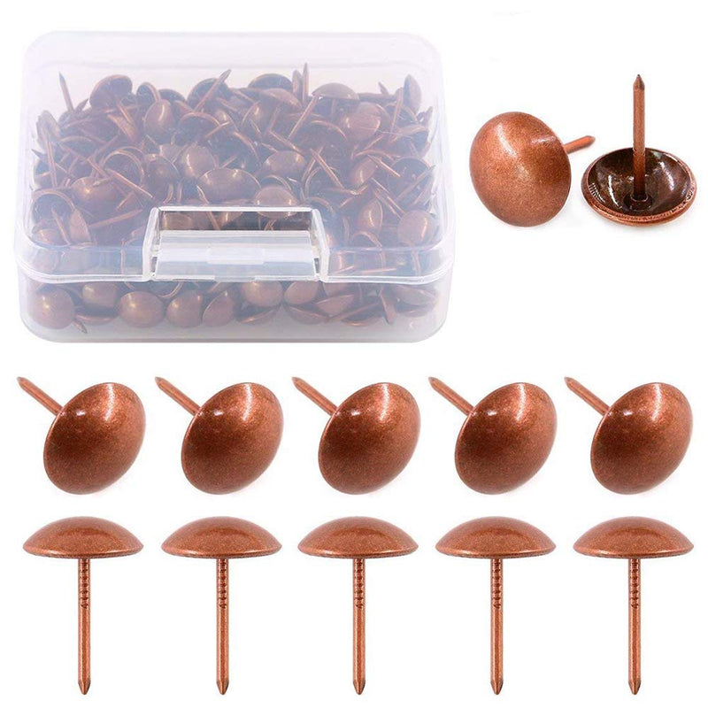 Hilitchi 200-Pieces 7/16''(11mm) Antique Tacks Nail Pins Upholstery Nail Tacks Furniture Thumb Tack Pins Assortment Kit (Red Copper) Red Copper
