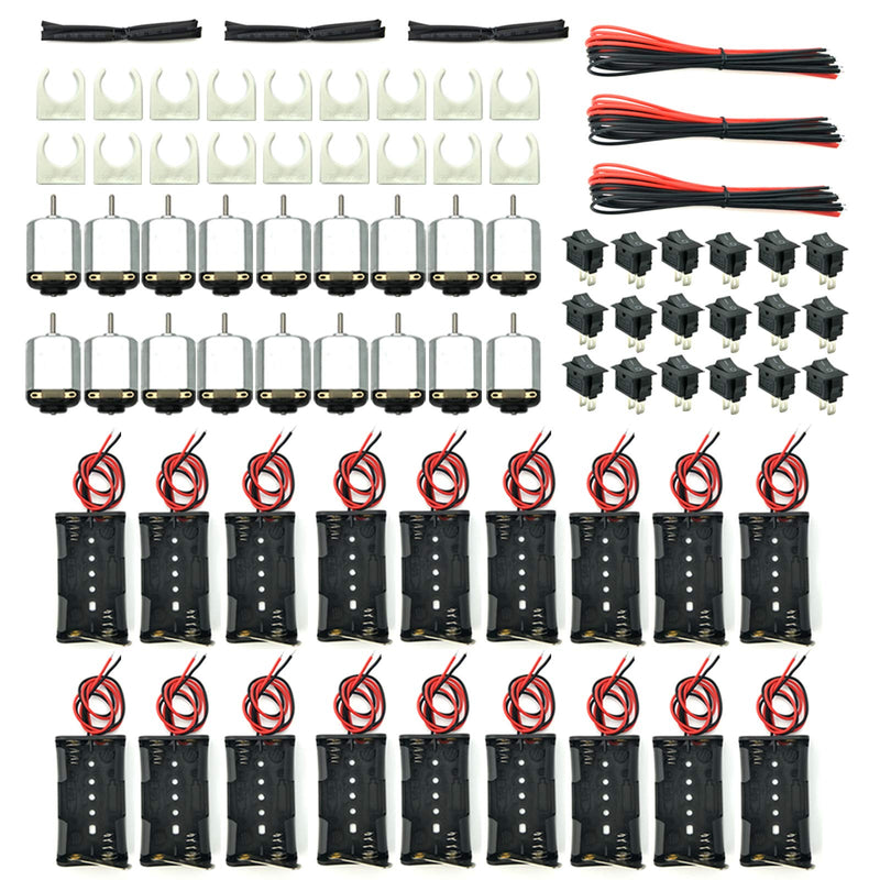 EUDAX 18 Set DC Motors Kit,Mini Electric 1.5-3V 24000RPM Hobby Motor with AA Battery Holder for STEM DIY Toy