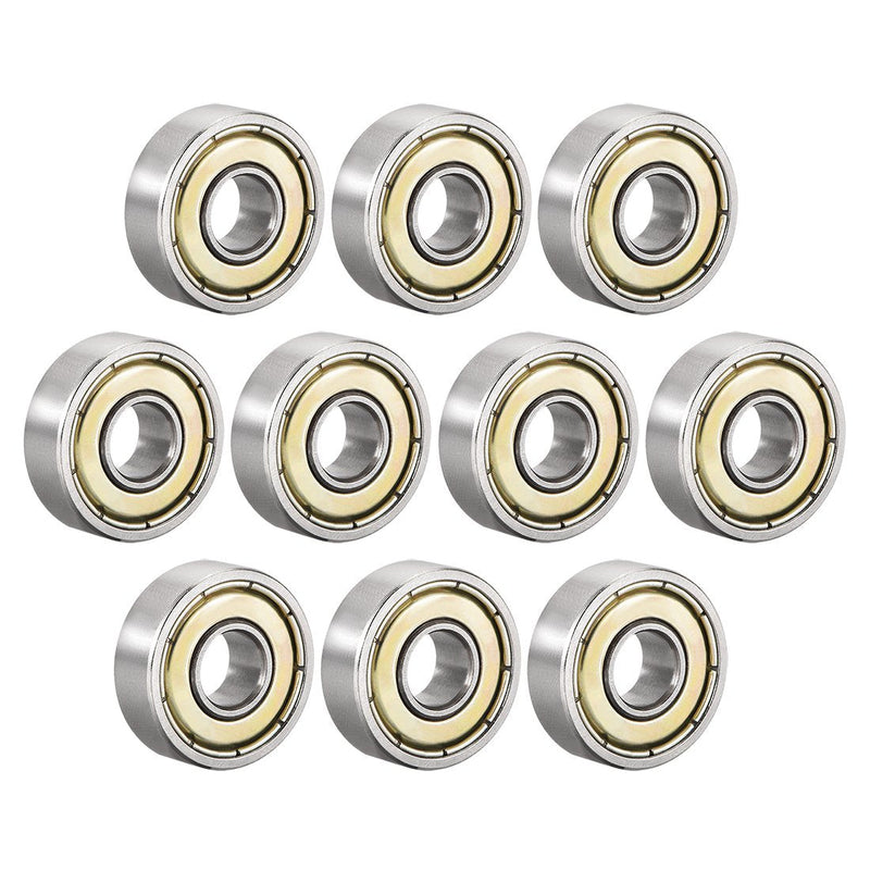uxcell 607ZZ Deep Groove Ball Bearing Double Shield 607-2Z 80017, 7mm x 19mm x 6mm High Carbon Steel Z1 Bearings (Pack of 10) 7mmx19mmx6mm