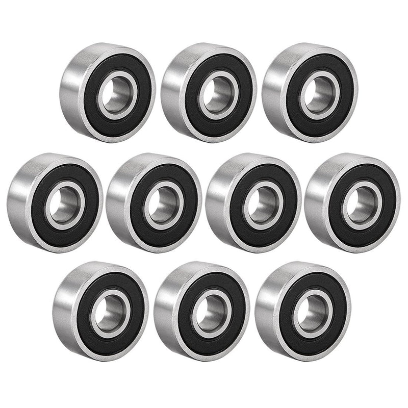 uxcell 606-2RS Deep Groove Ball Bearing Double Sealed 180016 6mm x 17mm x 6mm High Carbon Steel Z1 Bearings Pack of 10 6mmx17mmx6mm