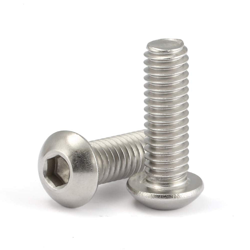 10-24 x 3/4" Button Head Socket Cap Bolts Screws, Stainless Steel 18-8 (304), Bright Finish, Full Thread, Allen Hex Drive, 50 PCS 10-24 x 3/4"