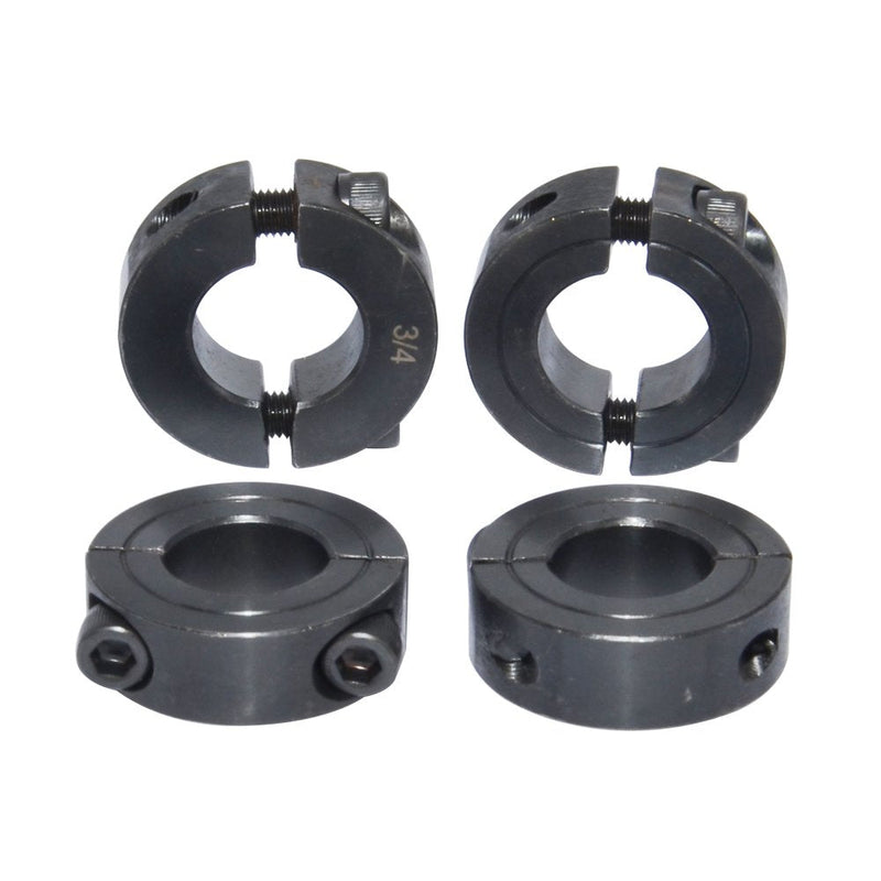Double Split Shaft Collars 1/4 Inch Bore OD 11/16" Black Oxide Set Screw Style 4 Pcs 1/4" Double Split Clamp-On