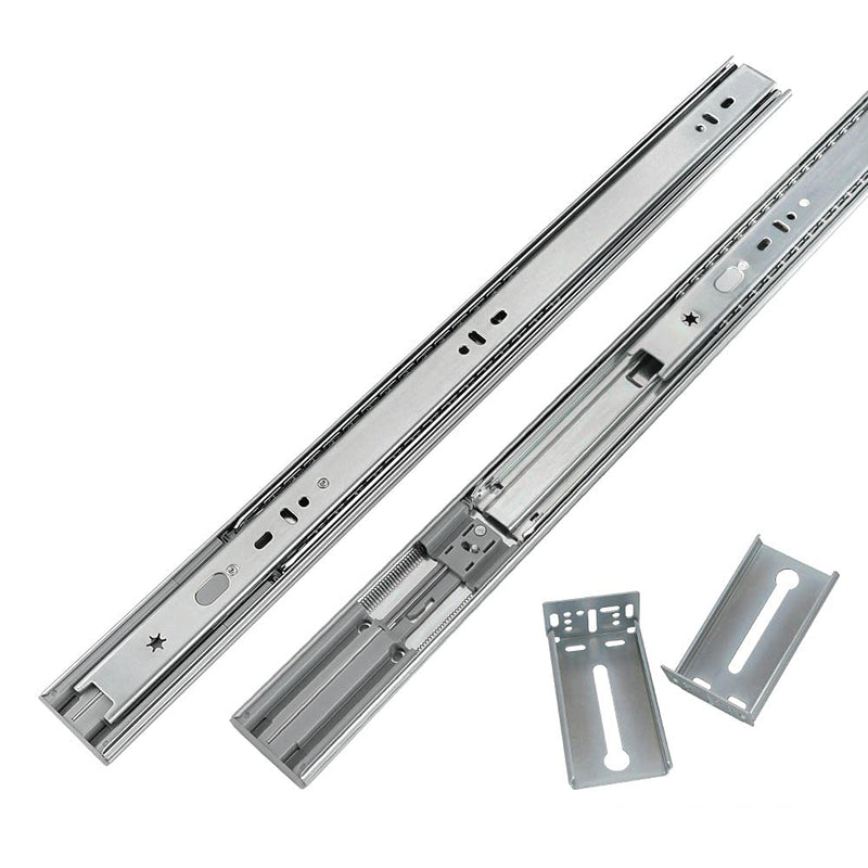 LONTAN 1 Pair 22 Inch Side/Rear Mount Soft Close Drawer Slides Full Extension 3 FOLD Drawer Glides - 4502S3-22 Drawer Slides Bottom Mount Heavy Duty 100 LB Drawer Runners with Rear Mounting Brackets soft close-22inch 1 Pair+ Brackets