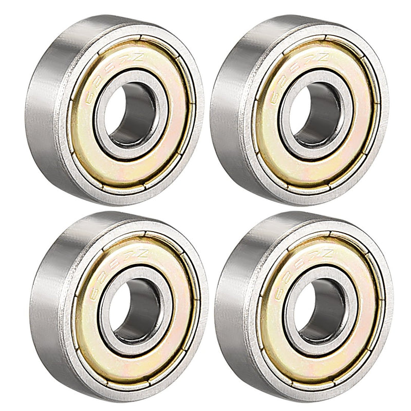 uxcell 626ZZ Ball Bearing 6mm x 19mm x 6mm Double Shielded 626-2Z 80026 Deep Groove Bearings, Carbon Steel (Pack of 4) 6mmx19mmx6mm