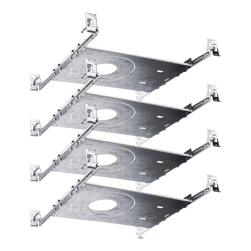 Luxrite New Construction Mounting Plate, 3-4-6 Inch LED Recessed Lighting Kits, Extendable Hanger Bars, ETL Listed - Shallow Recessed Light Housing (4 Pack) 4 Pack