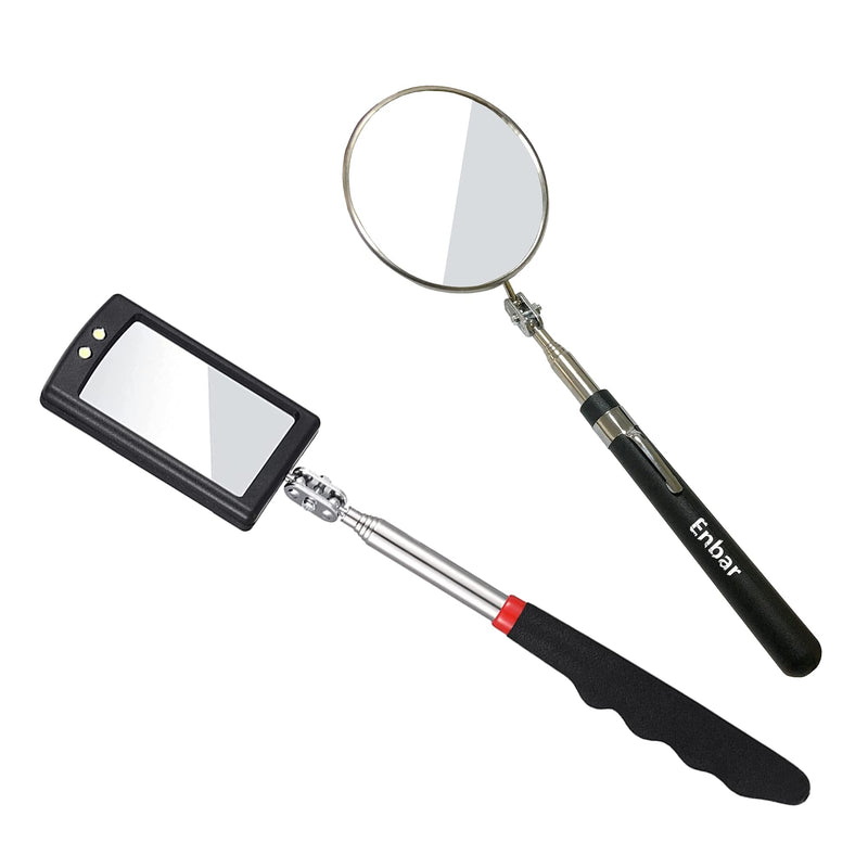 Telescopic Inspection Mirror 360 Rotating telescoping Mirror Mechanics car Mirror on a Stick Diabetic Mirror for feet Long Mirror with Lights and Extendable Mechanic Tool for Automotive