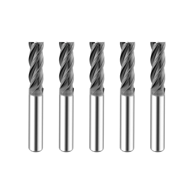 SPEED TIGER Micrograin Carbide Square End Mill - 4 Flute - ISE1/8 4T (5 Pieces, 1/8") - for Milling Alloy Steels, Hardened Steel, Metal & More – Mill Bits Sets for DIYers & Professionals 5 1/8 in