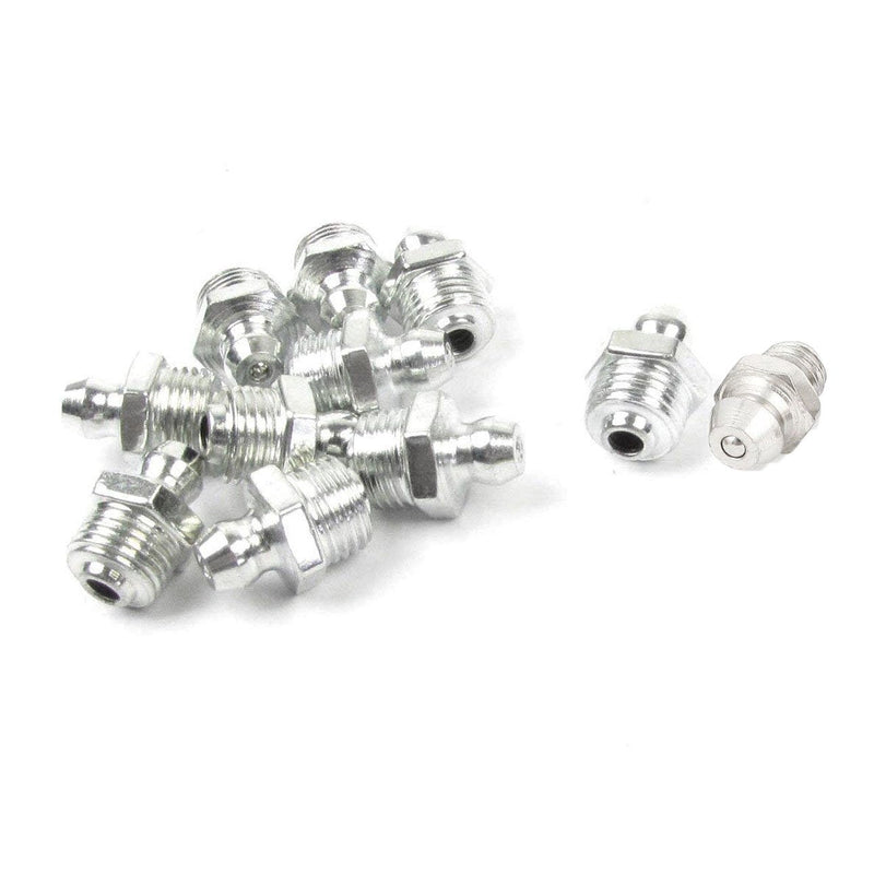 20pcs M10 Straight Hydraulic Grease Fitting Assortment Kit Zerk Fitting Nipple Nozzle Fitting 10mm x 1mm Male Thread M10, 20Pcs
