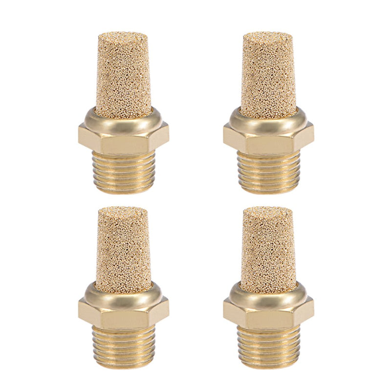 uxcell 1/8 PT Sintered Bronze Exhaust Muffler with Brass Body Protruding 4pcs