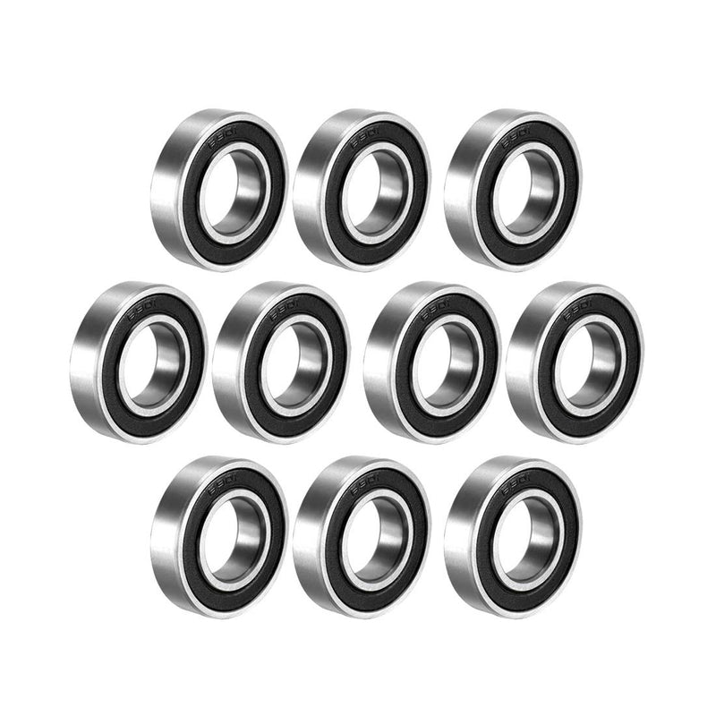 uxcell 6901-2RS Deep Groove Ball Bearing Double Sealed 1180901, 12mm x 24mm x 6mm Carbon Steel Bearings (Pack of 10) 12mmx24mmx6mm