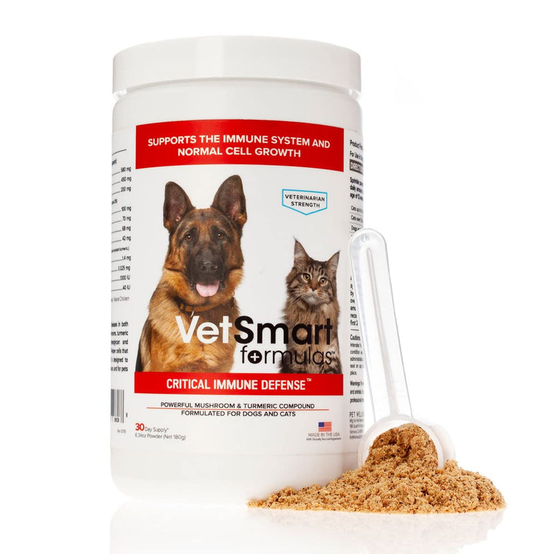 Critical Immune Defense for Dogs & Cats; Supports Normal Cell Growth - Turkey Tail, Reishi, Shiitake and Maitake Mushroom Formula with Patented White Turmeric Root Extract Pack of 1 - PawsPlanet Australia