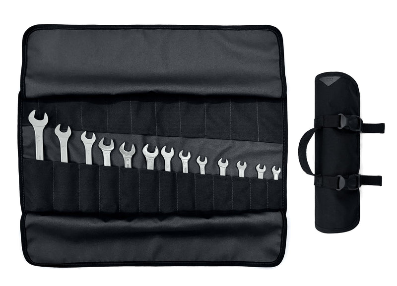 Under NY Sky Tool Roll Organizer, 24 Pockets, Oxford Canvas, Heavy-Duty Wrench Bag, Portable Hand Tool Pouch for Mechanics, Electricians, and Hand Tools - Black 24 Slots Black