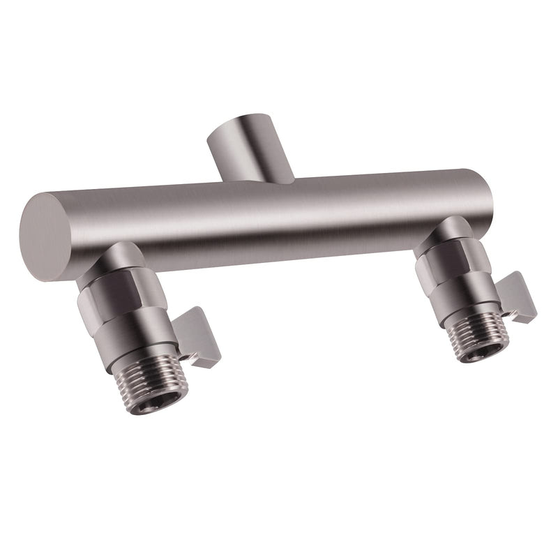 Shower Head Manifold with Double Outlet and Shut Off Valves for Dual Sprayer Showering System,Can Connect Two Showerheads,Brushed Nickel,STN02 5.9-inch Brushed Nickel