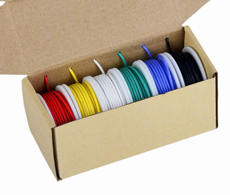 20awg Wire Flexible Stranded Wire,20 Gauge Wire Tinned Copper Silicone Rubber Insulated (6 Different Colored 23ft / 7m Each) 20awg Silicone Wire 20 awg 6 colors each 23ft