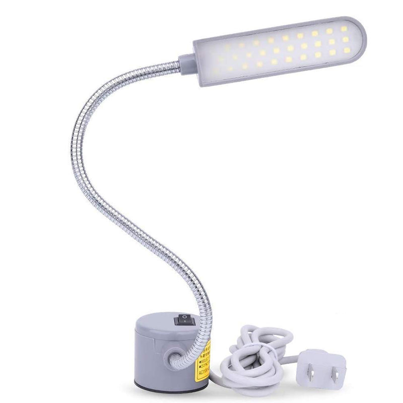 Sewing Machine Light LED Lighting (30LEDs) 6 Watt Multifunctional Flexible Gooseneck Arm Work Lamp with Magnetic Mounting Base for Workbench Lathe Drill Press Gray Silver
