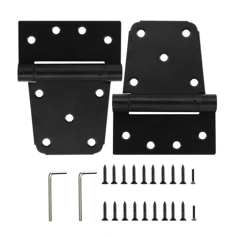 HOME MASTER HARDWARE Self-Closing Spring Gate Hinge 3-1/2" Heavy Duty Automatic T Hinges Steel Black Finish with Screws 2-Pack for Wood Fence Gate Vinyl Shed Door 3-1/2 Inch 2Pack - Black
